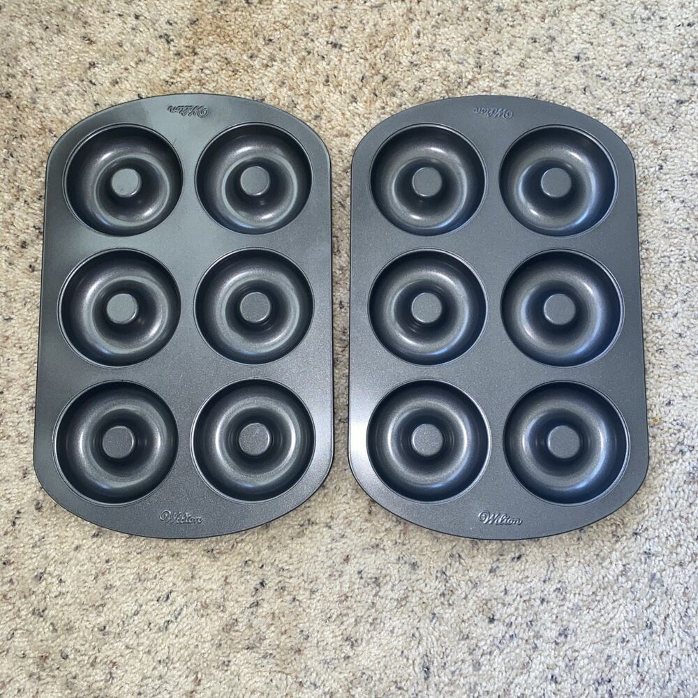 Set of 2 Wilton Non-Stick Donut Baking Pans, 6 Cavities, 12.5" x 8" Pan